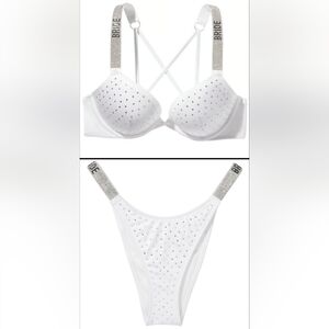 38D/XL VS Swim Bride Diamanté Shine Strap Bombshell Brazilian Bikini Set